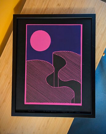 Ręcznie drukowany linoryt "Wydmy" 30x42cm, Grafiki Natsona