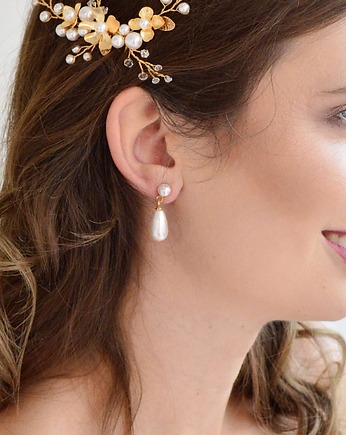 Kolczyki pozłacane z perłami Swarovskiego Garten, Anelis Atelier