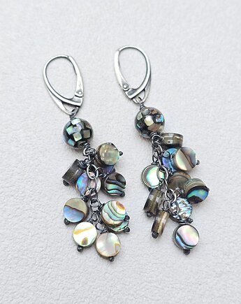 Kolczyki Srebrne Grona z Muszli Abalone, ILEA
