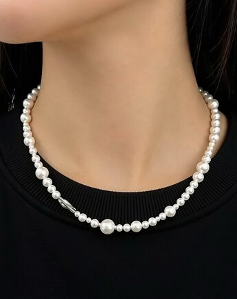 Naszyjnik z białych pereł Seashell oraz stali szlachetnej 316, Coccola JEWELLERY