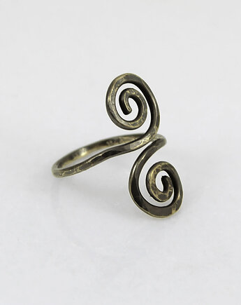 Wężowy - rozm. M - mosiężny pierścionek - unikat, Caltha