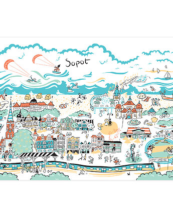 Plakat A4 Sopot Panorama, Gliniana Kura