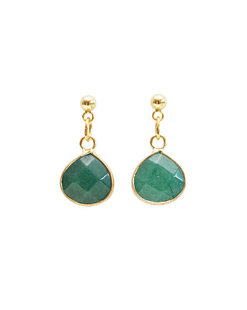 Delikatne kolczyki pozłacane z Naturalnym Jadeitem, mdesign