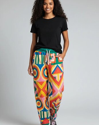 Spodnie dresowe Purosza abstrakcyjny wzór rozmiar M, Auri Lili