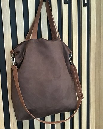 Torba na ramię XL - ciemny brąz, karmel, PRACOWNIA 166