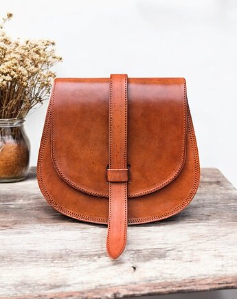 Torebka skórzana ręcznie robiona góralska Rosa na ramię skóra, SempreArte