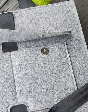 Designerska torba z filcu ver. 2 - szara - z kieszonką, Beltrani