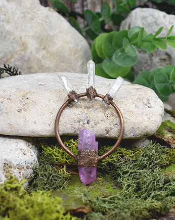 Miedziany wisior amulet z kwarcami, Spirit Of Copper