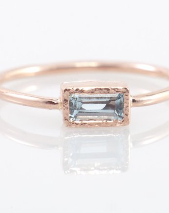 Prostokątny akwamaryn- pierścionek zaręczynowy, OKAZJE - Prezent na 18 urodziny