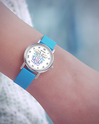 Zegarek  mały - Koziorożec - silikonowy, niebieski, OSOBY - Prezent dla niej