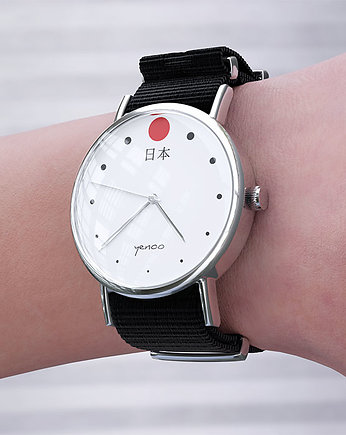 Zegarek - Japonia - czarny, nylonowy, OKAZJE - Prezenty na 18 dla chłopaka