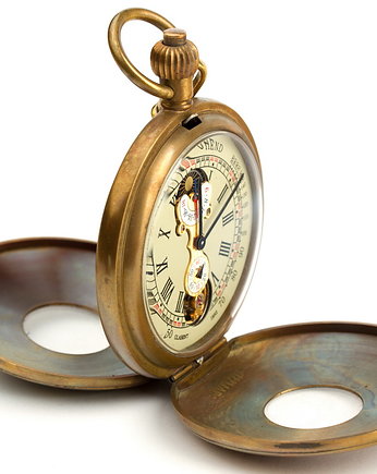Złoty zegarek kieszonkowy dewizka POD GRAWER, DROBINY CZASU