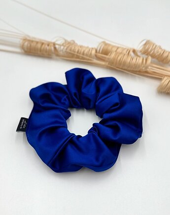 Scrunchie/frotka Satyna bawełniana Kobalt, wu handmade