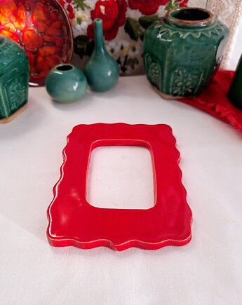 Ramka ceramiczna czerwona dekoracja ścienna, Wooden Love