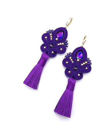 Kolczyki sutasz z chwostami fioletowe długie eleganckie wieczorowe Cosima, Katrina Rossa