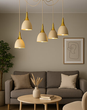 Lampa Wisząca Metalowa Kaszmirowa ze złotym dodatkiem LED, SkyLighting