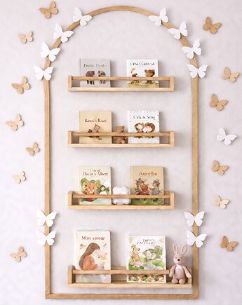Łuk na ścianę z motylami Listwy w kształcie łuku Biblioteczka motylki, Makatka i kropka