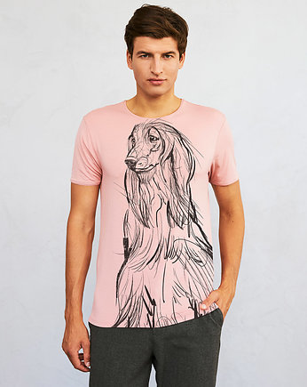 Afghan chart Dog Men's T-shirt light pink, SELVA