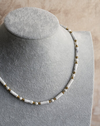 Naszyjnik choker z białego howlitu, AT NOON
