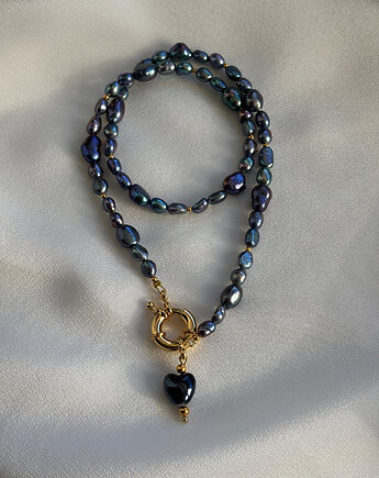 Naszyjnik unikat Granatowe Perły, Chmolowska Jewellery