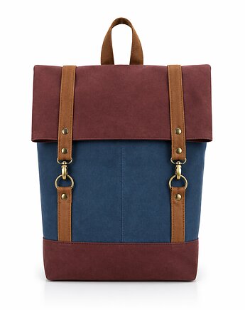 Plecak  włóczykija - oberżyna, niebieski, koniakowy, PRACOWNIA 166