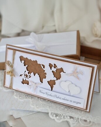 Personalizowana kartka ślubna dla pary podróżników, kartka na ślub eko, Osobiste Prezenty