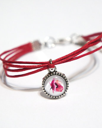 Bransoletka - Mak - sznureczki, czerwona, yenoo