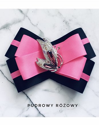 Brosza  Pink  z Motylem NEW, Pudrowy Różowy