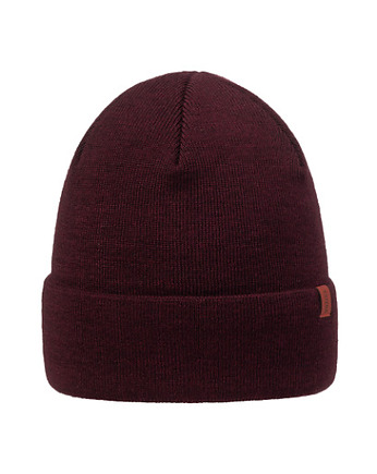 Wełniana bordowa czapka 100% merino wool, gładka, EsteraShop