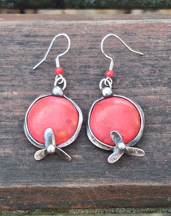 Kolczyki Czerwone kwiatki, po drugiej stronie lustra