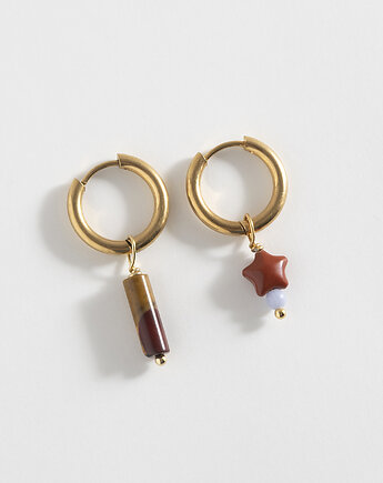 Złote kolczyki koła Boho z zawieszkami, ech studio