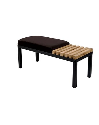 Ławka Pufa Tapicerowana Czarny Stal LPD-10, EMRA WOOD DESIGN