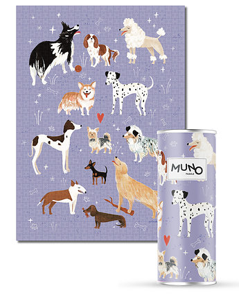 Muno Puzzle "Psinki" by Weronika Cholewa 1000 el. w ozdobnej tubie, MUNO puzzle