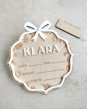 Tabliczka metryczka dla noworodka, metryczka dla dziewczynki, ONAiON