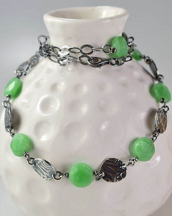 Elnora - srebrny naszyjnik z zielonym awenturynem, Sunflower Kornelia Kubinowska