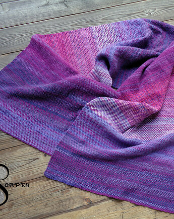 UNIKAT szal dziergany (jak tkany) "Pink & Violet", MARISCAPES