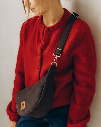 Mini ROGALIK z nubuku ekologicznego w kolorze brunatnym, Karolina Audycka