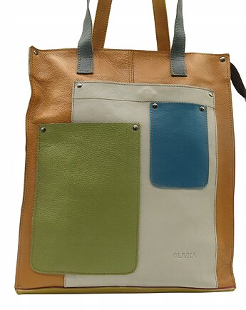 Torebka damska na ramię, shopper, duża, pojemna, mieści A4 skórzana OLIVKA, Olivka Warsaw