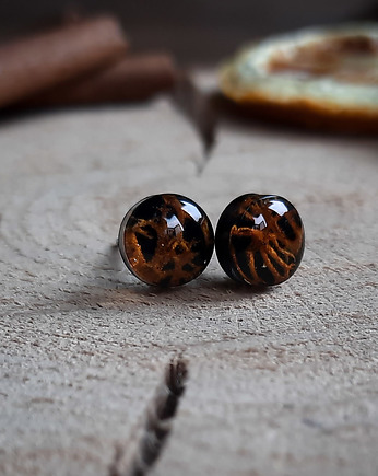 Kolczyki sztyfty z mchem, mikro, Figa handmade accessories
