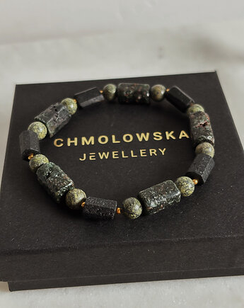 Bransoletka Męska Unikatowa Serafinit i Turmalin, Chmolowska Jewellery