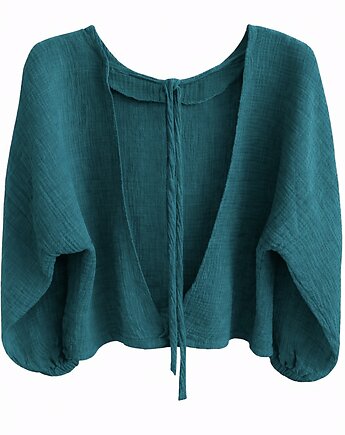 She's Like The Wind / muślinowa bluzka z otwartymi plecami - tropical green, Bohemian Soul atelier by M.