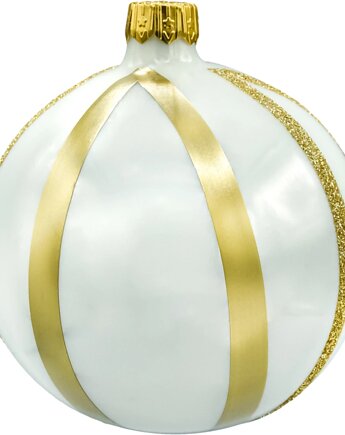 Bombki okrągłe białe ze złotymi paskami, Syn Bombkarza