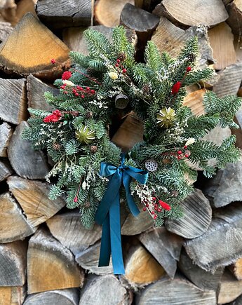 Wianek zimowo świąteczny limonki jodła naturalny, Łąka