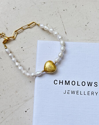 Bransoletka z pereł naturalnych serce, Chmolowska Jewellery