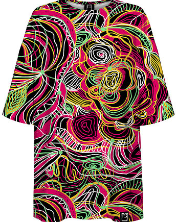 DR.CROW T-shirt Damski Oversize Drawn Flowers, DrCrow
