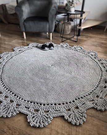 Okrągły dziergany dywan ,dywan sznurkowy 110cm, Knitting Factory