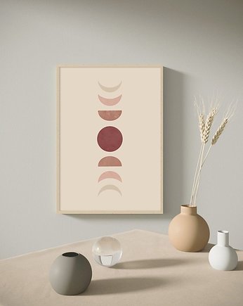 PLAKAT grafika księżyc fazy księżyca boho, black dot studio