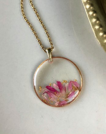 Naszyjnik z różowymi płatkami kwiatów, Giulia Gioielleria handmade