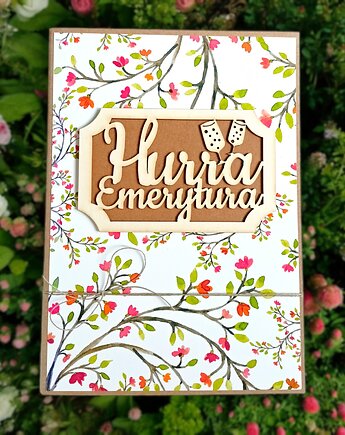 Emerytura: KARTKA A5 z Twoimi życzeniami : floral, kaktusia