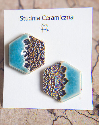 Kolczyki ceramiczne heksagony, studnia ceramiczna
